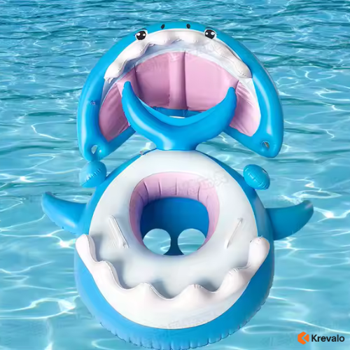 Flotador Infantil con Forma de Tiburón y Sombrilla